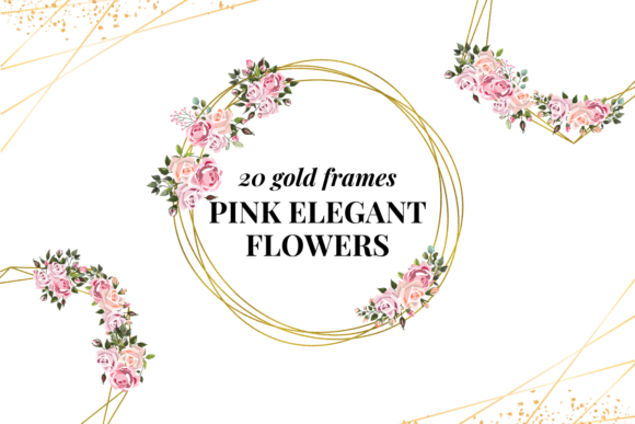 20 Decorative Frames, Watercolor Floral Illustrations