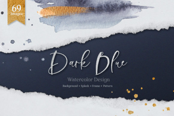 Dark Blue Watercolor Set: Premium Illustrations