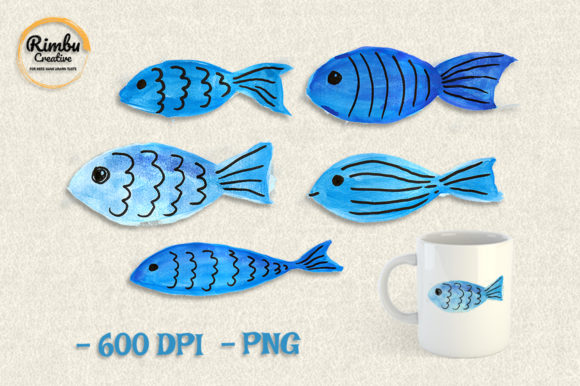 Fish Watercolor Clipart Doodle Animal Illustrations