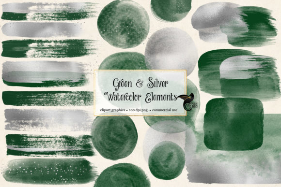 Green and Silver Watercolor Elements Review