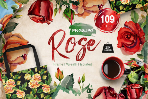 Roses Flowers Watercolor Set: Premium Illustrations