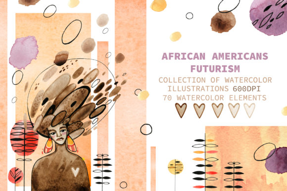 Watercolor African Americans Futurism Illustrations