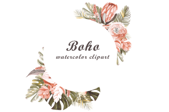 Watercolor Boho Clipart Collection & Illustrations