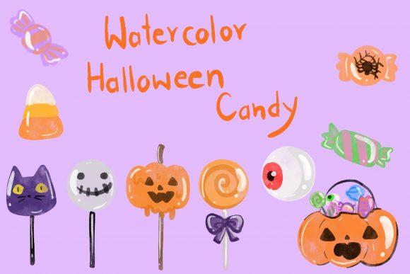 Watercolor Candy Halloween Illustrations Review