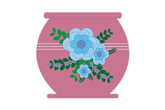Watercolor Vase Flowers Pink Illustrations