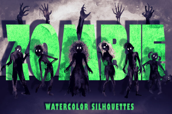 Watercolor Zombie Silhouettes Illustrations Review